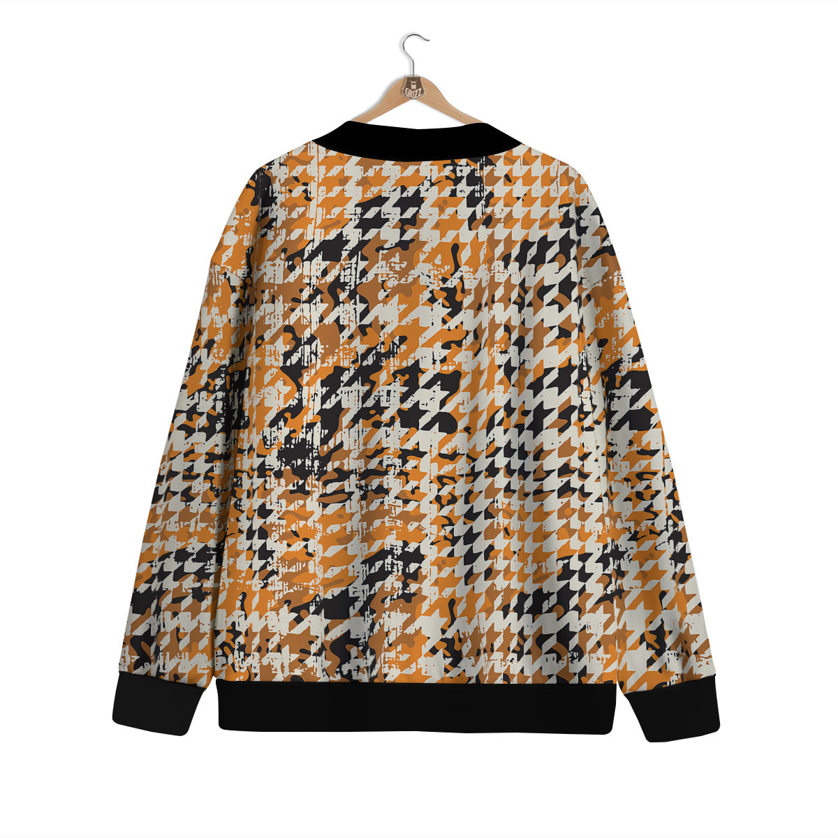 Abstract Grunge Houndstooth Camo Print Pattern Cardigan-grizzshop