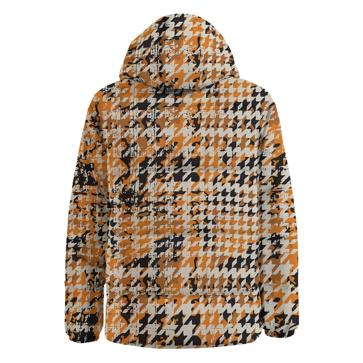 Abstract Grunge Houndstooth Camo Print Pattern Down Jacket-grizzshop