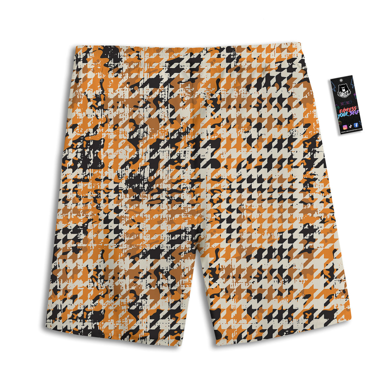 Abstract Grunge Houndstooth Camo Print Pattern Men's Athletic Shorts