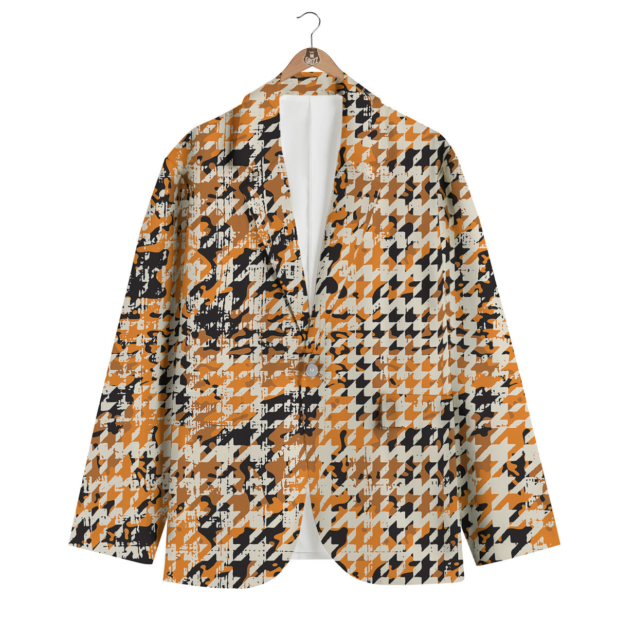 Abstract Grunge Houndstooth Camo Print Pattern Men's Blazer-grizzshop