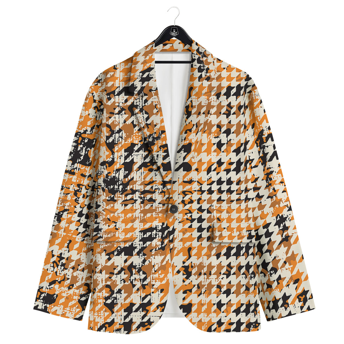 Abstract Grunge Houndstooth Camo Print Pattern Men's Sport Coat-grizzshop
