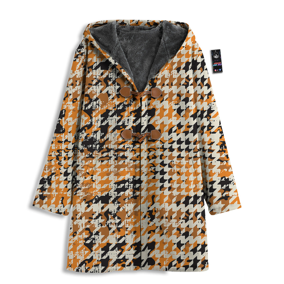 Abstract Grunge Houndstooth Camo Print Pattern Men's Windbreaker Jacket-grizzshop