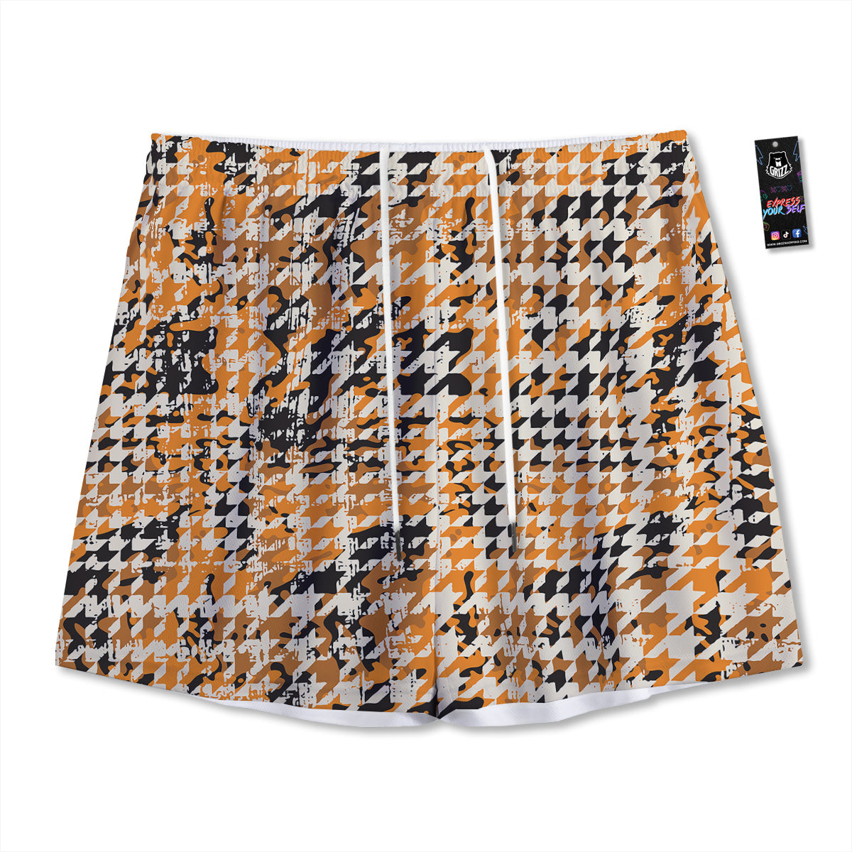 American Flag Grunge Ripped Paper Print Mesh Shorts