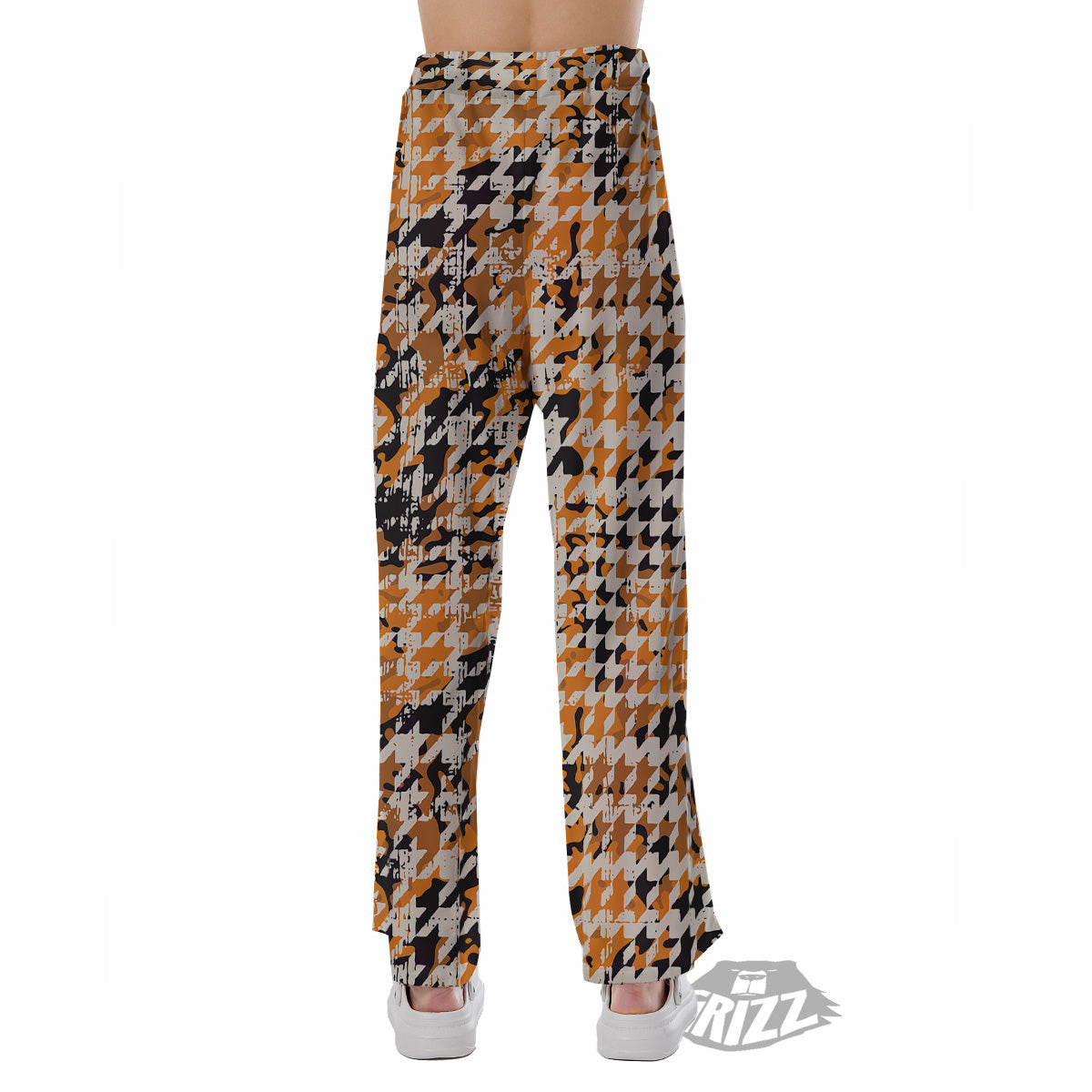 Abstract Grunge Houndstooth Camo Print Pattern Pajama Pants-grizzshop