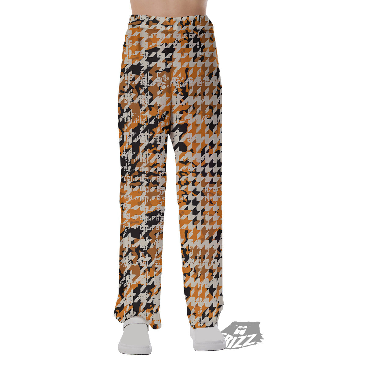 Abstract Grunge Houndstooth Camo Print Pattern Pajama Pants-grizzshop