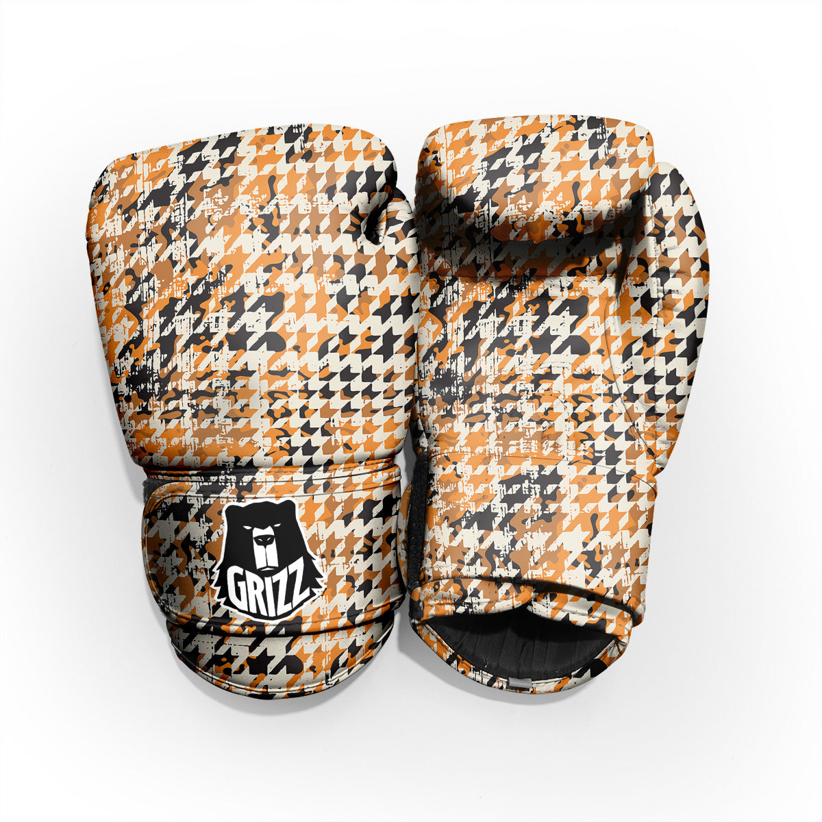 Abstract Grunge Houndstooth Camo Print Pattern Pro Boxing Glove