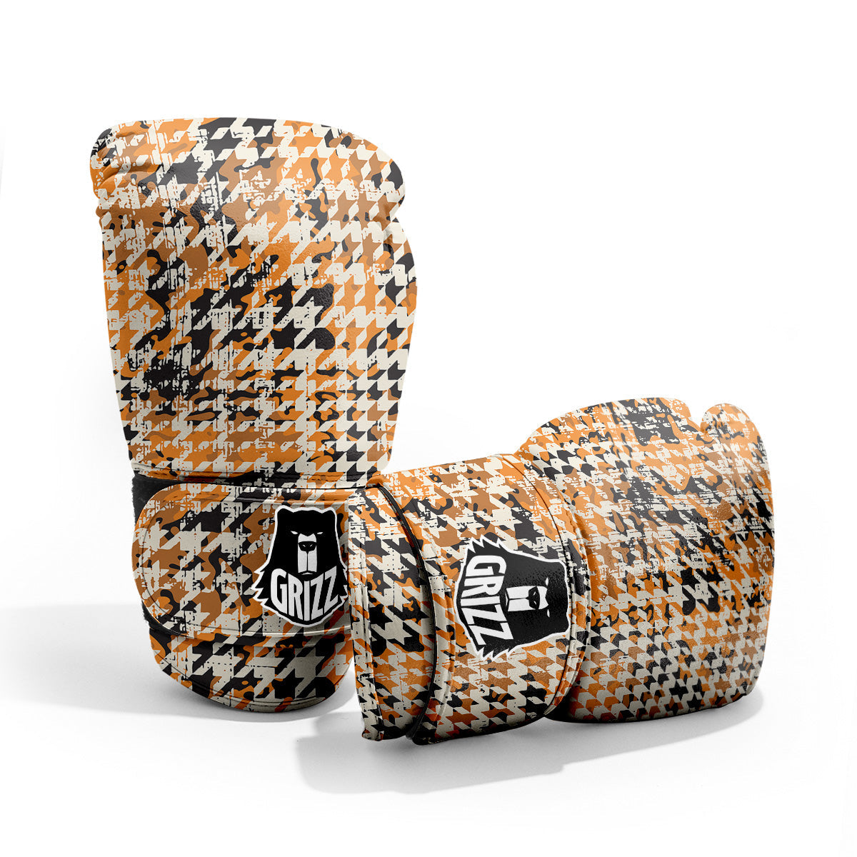 Abstract Grunge Houndstooth Camo Print Pattern Pro Boxing Glove