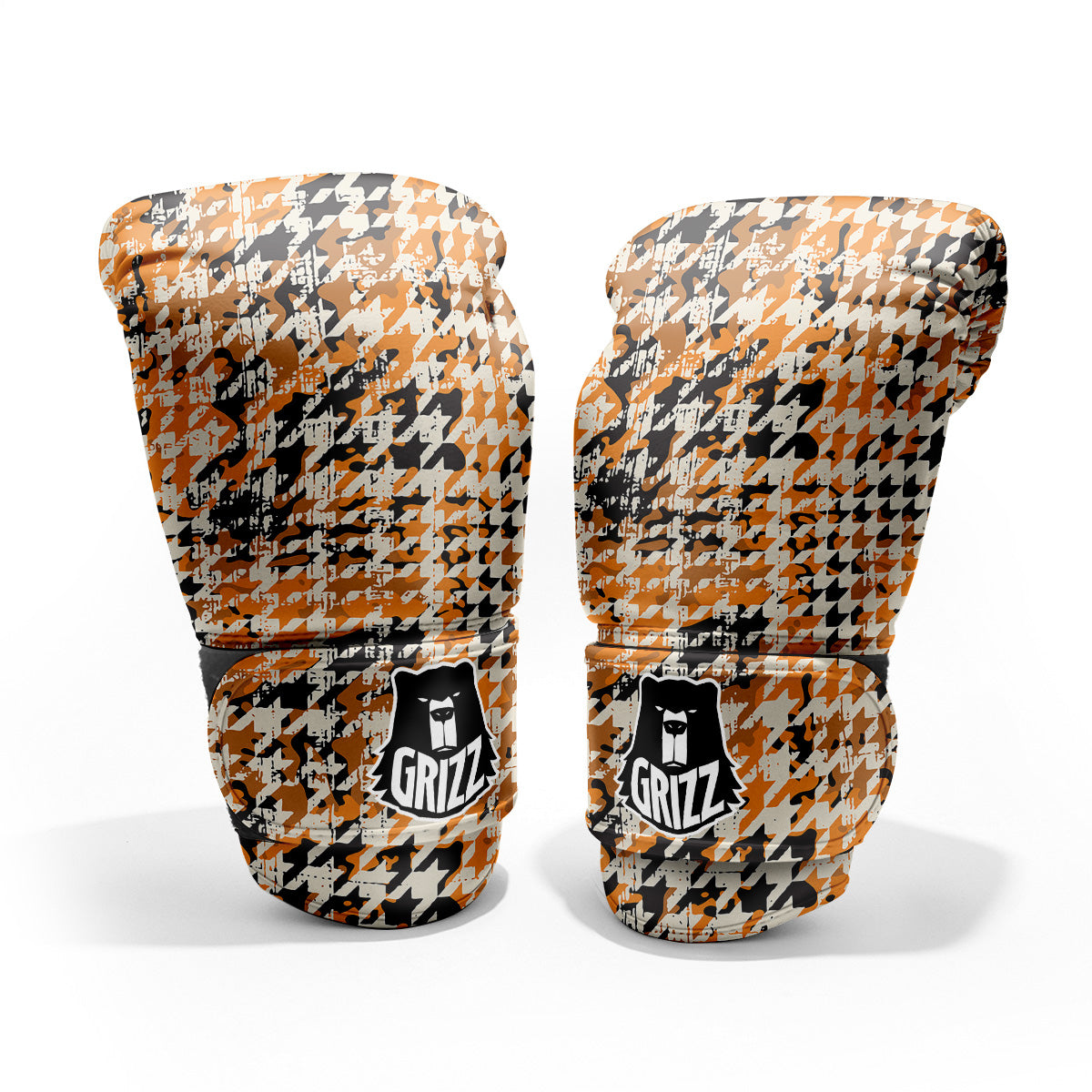 Abstract Grunge Houndstooth Camo Print Pattern Pro Boxing Glove