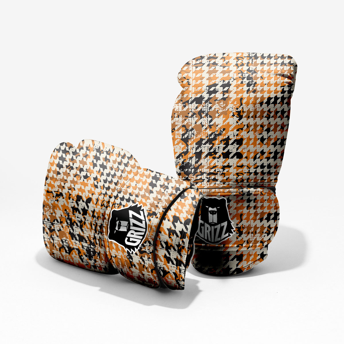 Abstract Grunge Houndstooth Camo Print Pattern Pro Boxing Glove