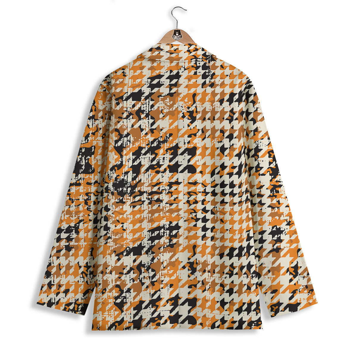 Abstract Grunge Houndstooth Camo Print Pattern Women's Blazer-grizzshop