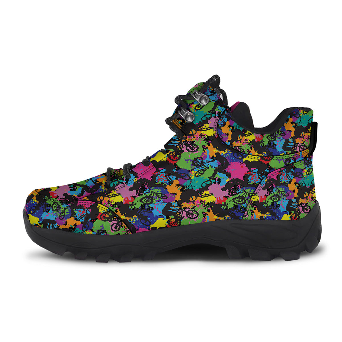 Abstract Grunge Urban Colorful Bicycle Print Pattern Hiking Shoes-grizzshop