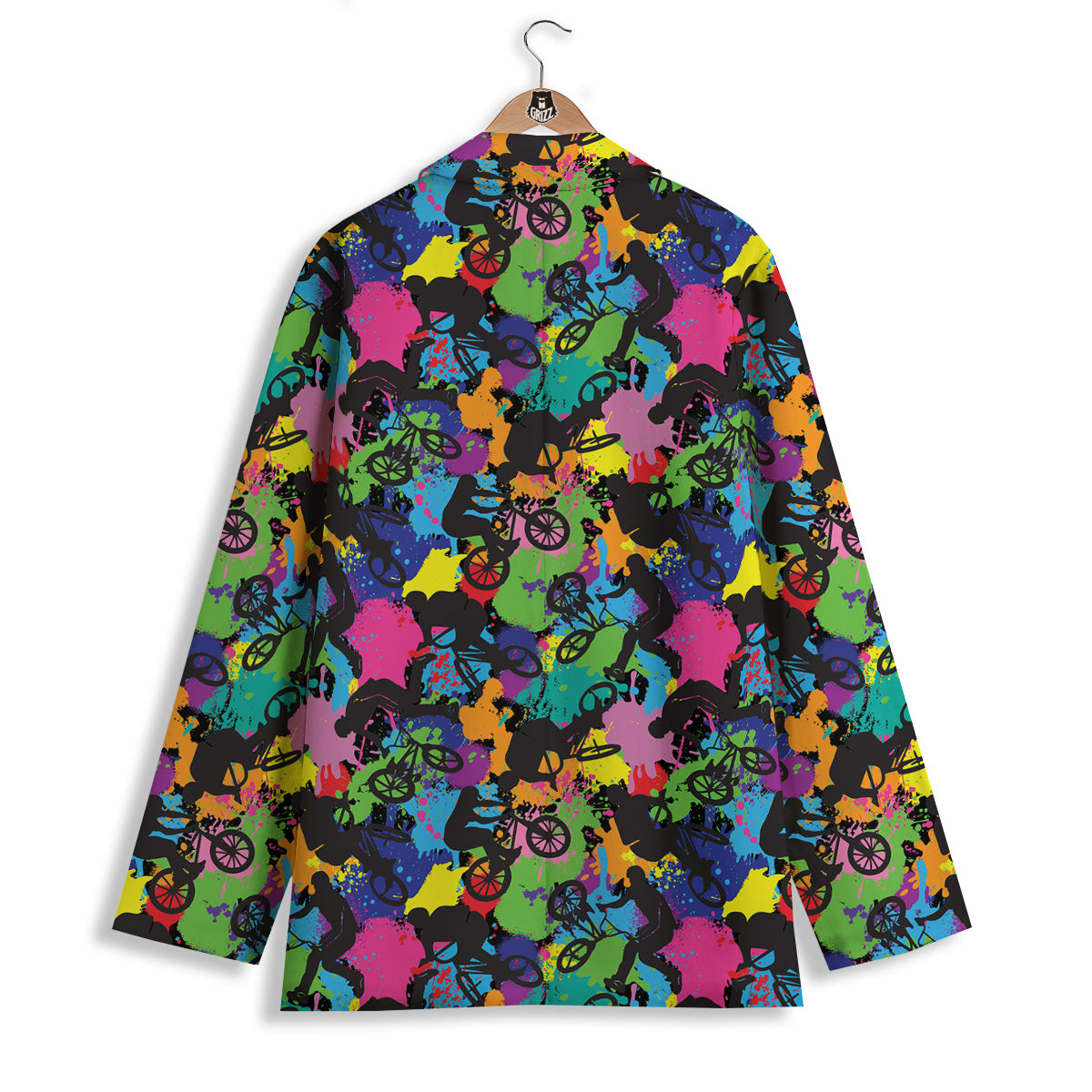 Abstract Grunge Urban Colorful Bicycle Print Pattern Women's Blazer-grizzshop