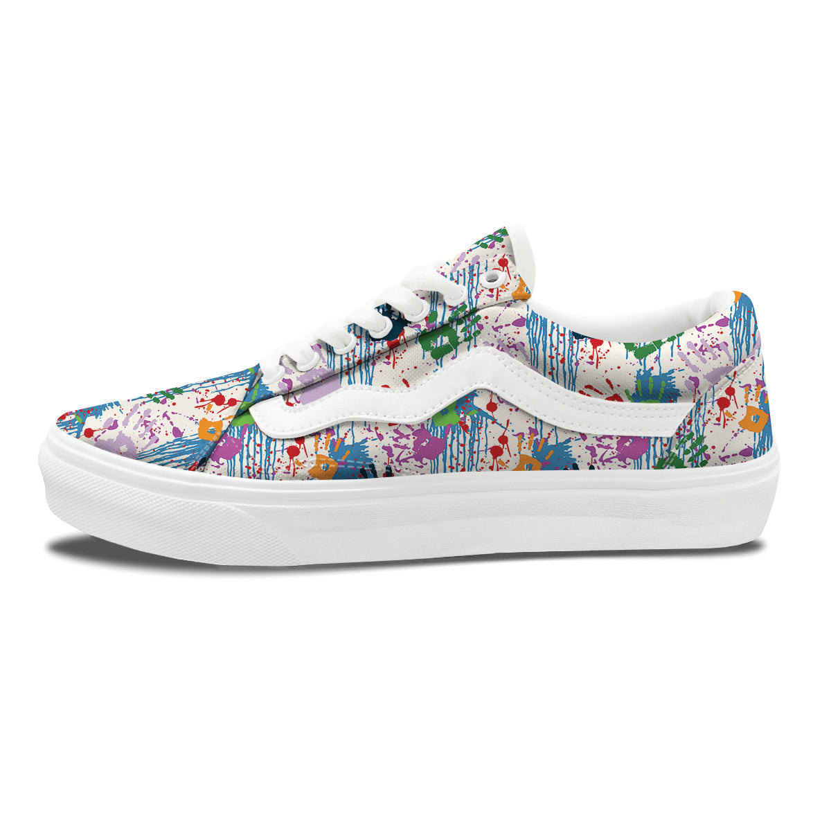 Abstract Hand Prints Colorful Print Pattern Skate Shoes-grizzshop