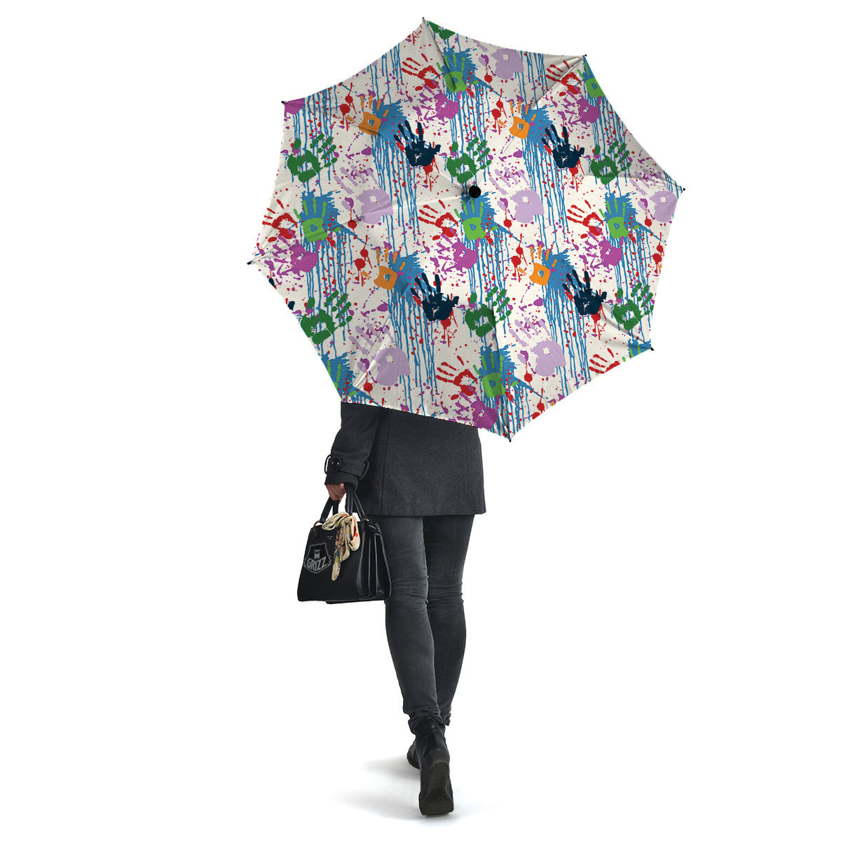 Abstract Hand Prints Colorful Print Pattern Umbrella-grizzshop