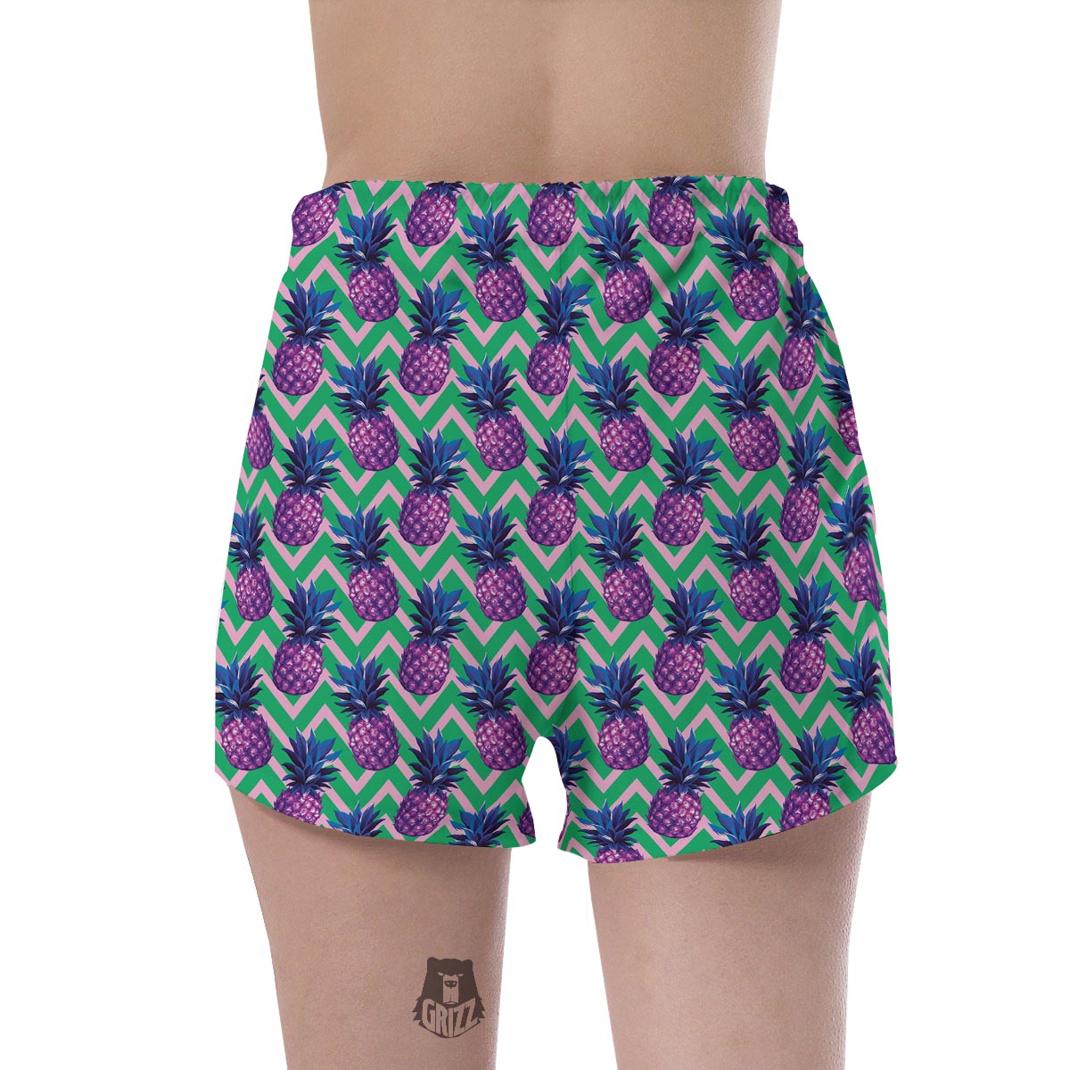 Abstract Hawaiian Pineapple Print Women's Shorts-grizzshop