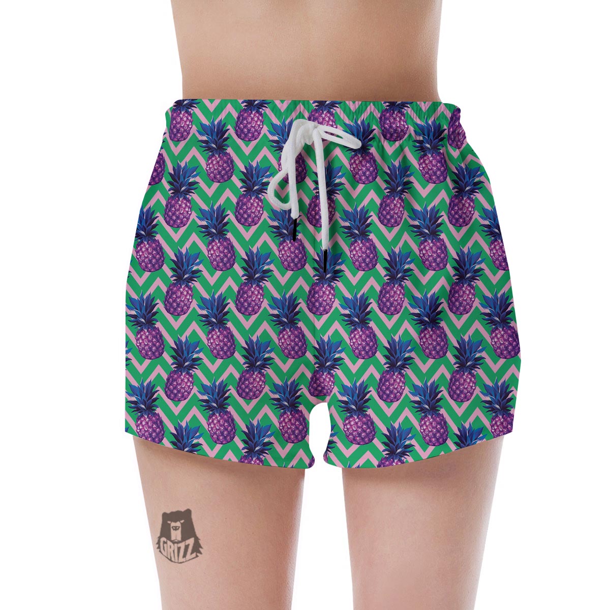 Abstract Hawaiian Pineapple Print Women's Shorts-grizzshop