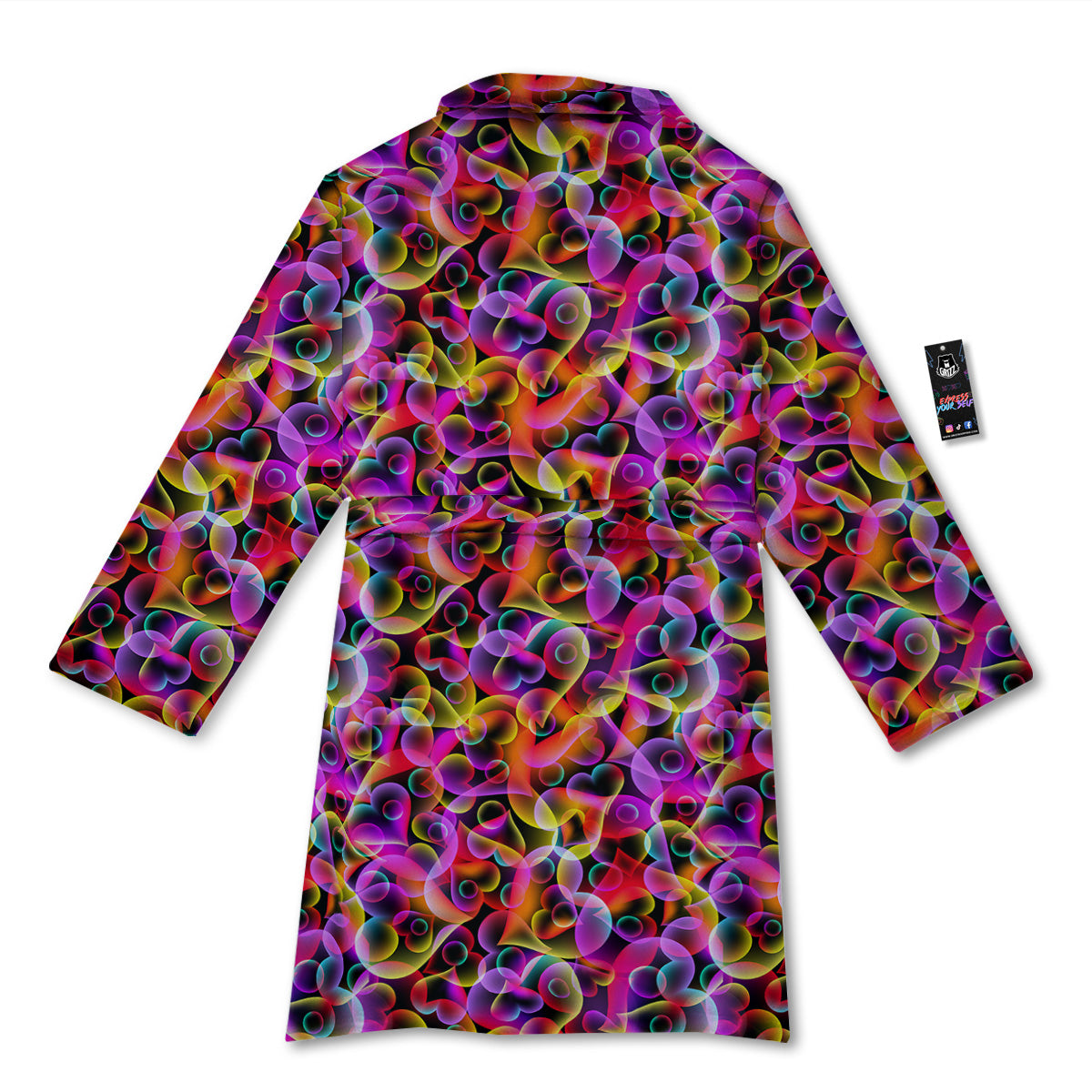 Abstract Hearts Neon Print Pattern Bathrobe-grizzshop