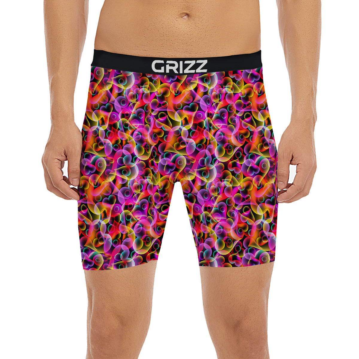 Abstract Hearts Neon Print Pattern Boxer Briefs-grizzshop