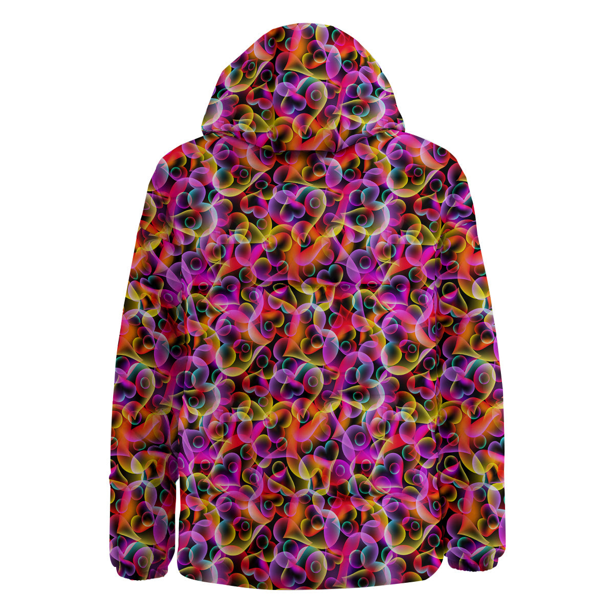 Abstract Hearts Neon Print Pattern Down Jacket-grizzshop