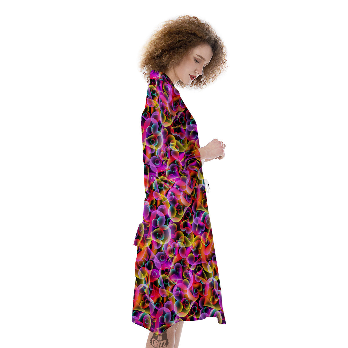 Abstract Hearts Neon Print Pattern Kimono-grizzshop