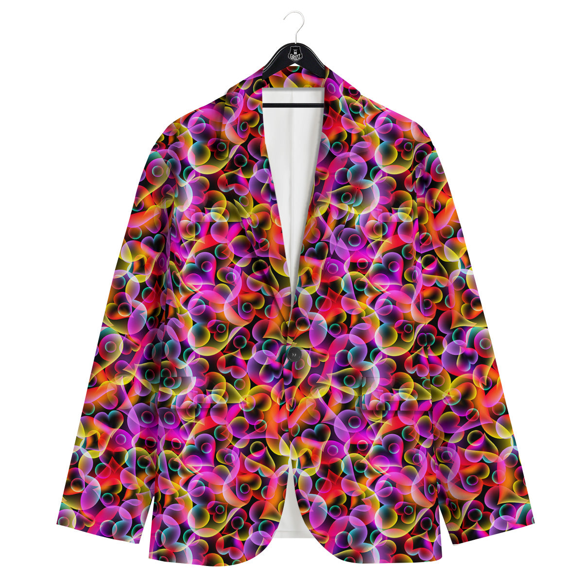 Abstract Hearts Neon Print Pattern Men's Sport Coat-grizzshop