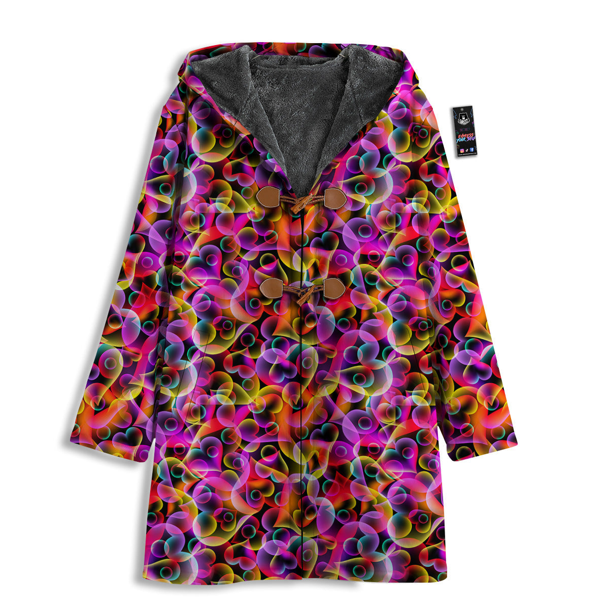 Abstract Hearts Neon Print Pattern Men's Windbreaker Jacket-grizzshop