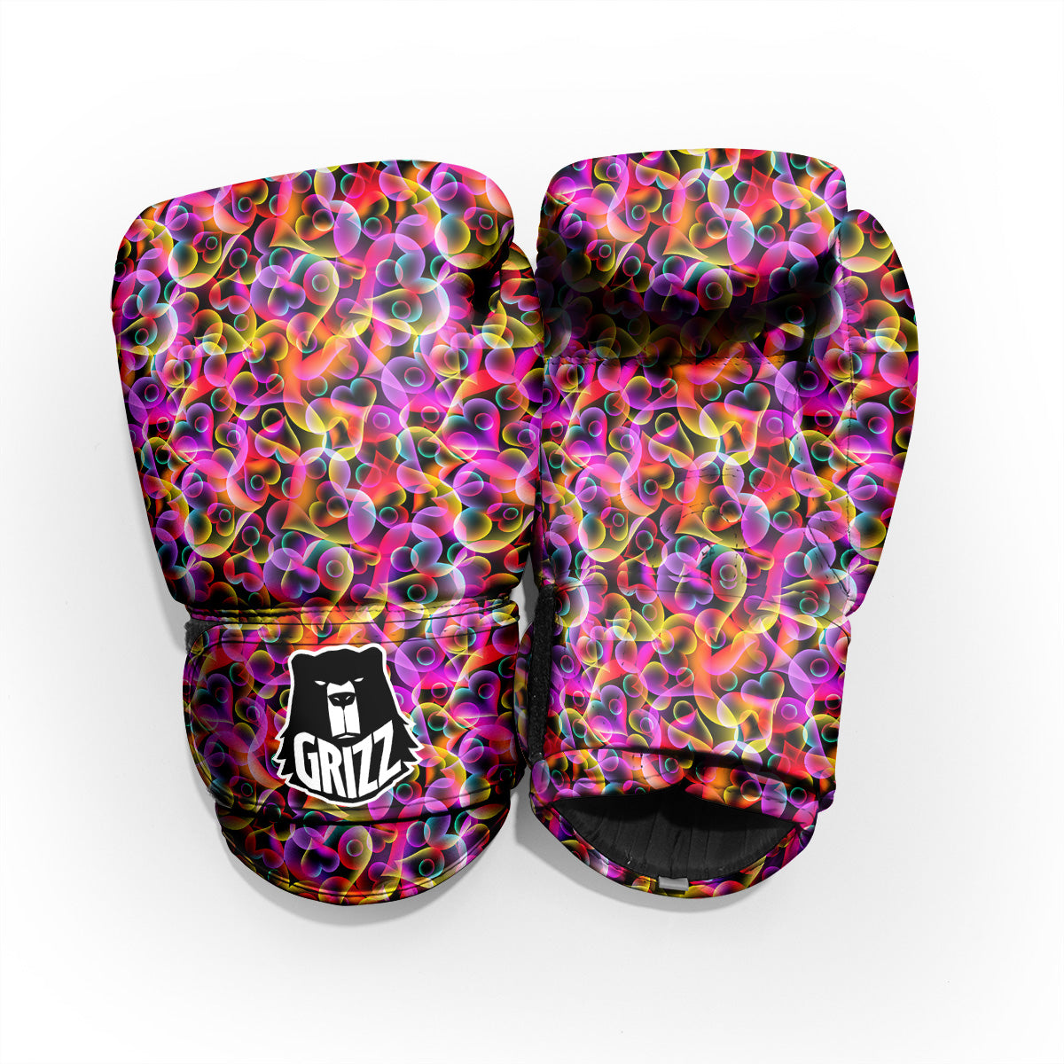 Abstract Hearts Neon Print Pattern Pro Boxing Glove