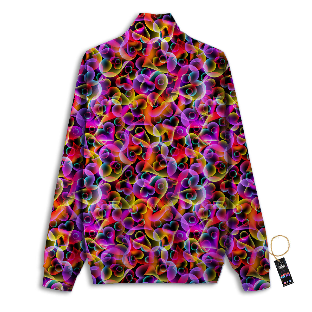 Abstract Hearts Neon Print Pattern Track Jacket-grizzshop