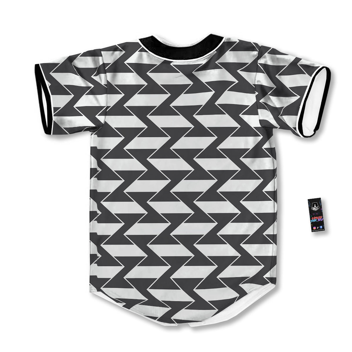 Abstract Heometric Zigzag Print Pattern Baseball Jersey-grizzshop
