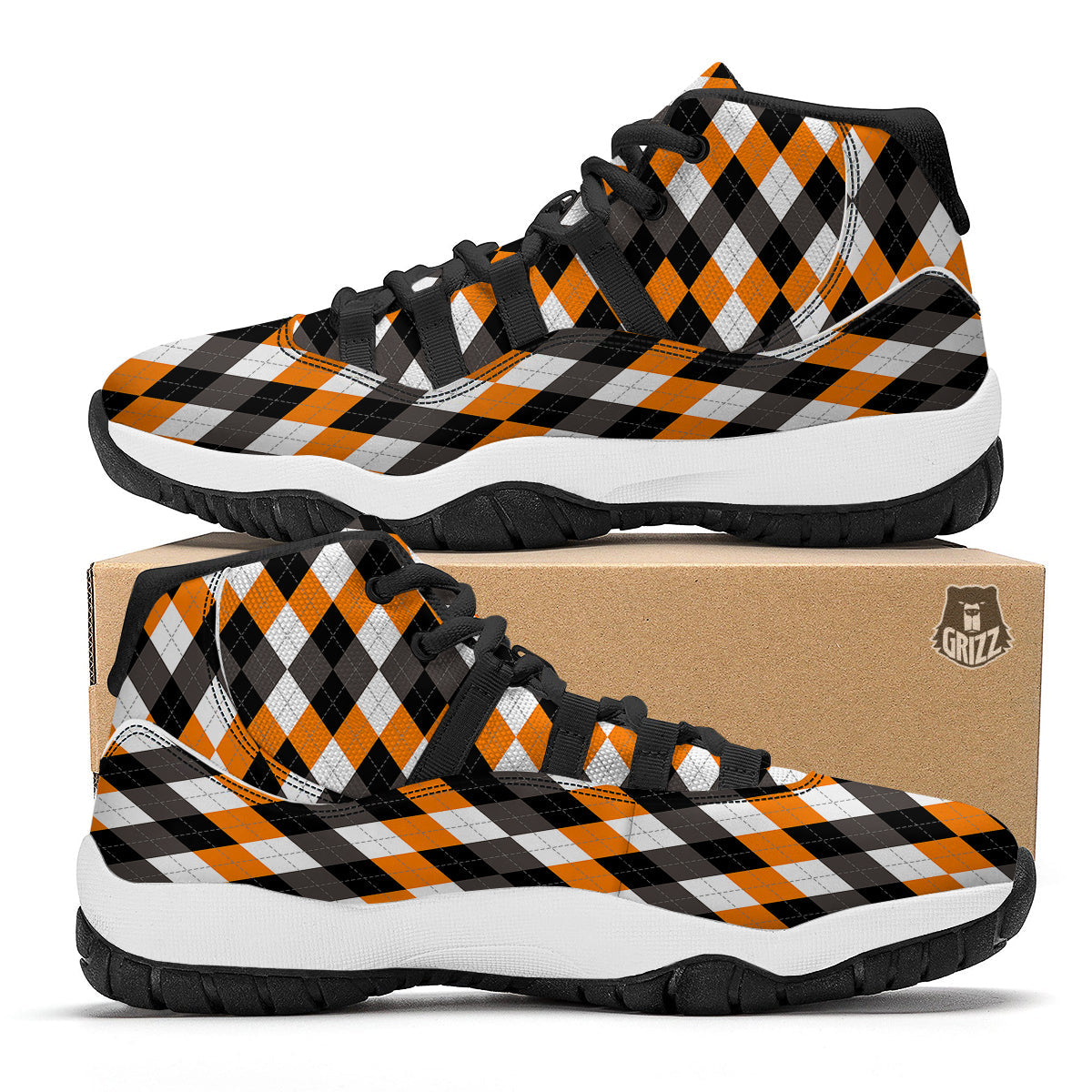 Abstract Heometric Zigzag Print Pattern Black Bball Shoes-grizzshop