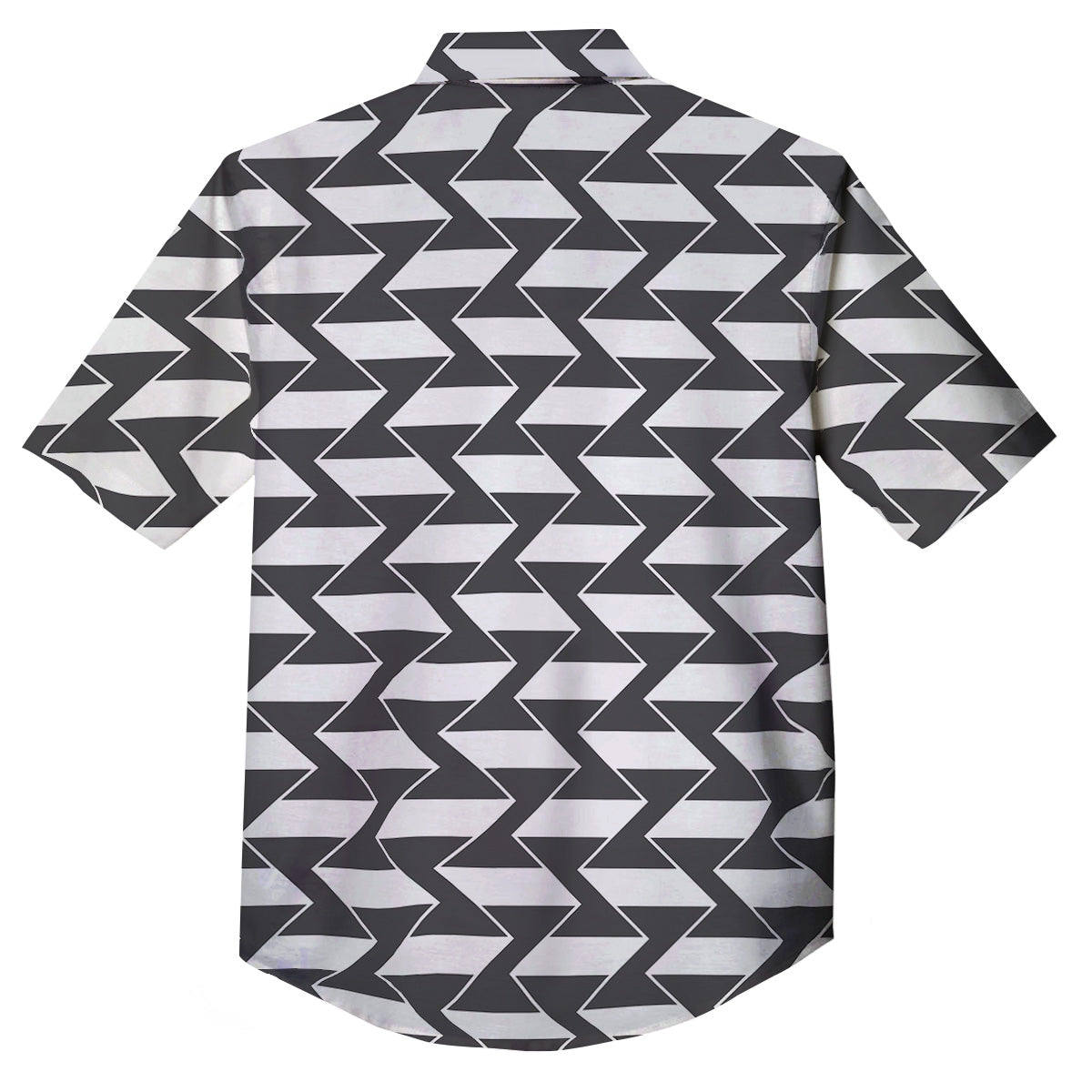 Abstract Heometric Zigzag Print Pattern Button Up Shirt-grizzshop