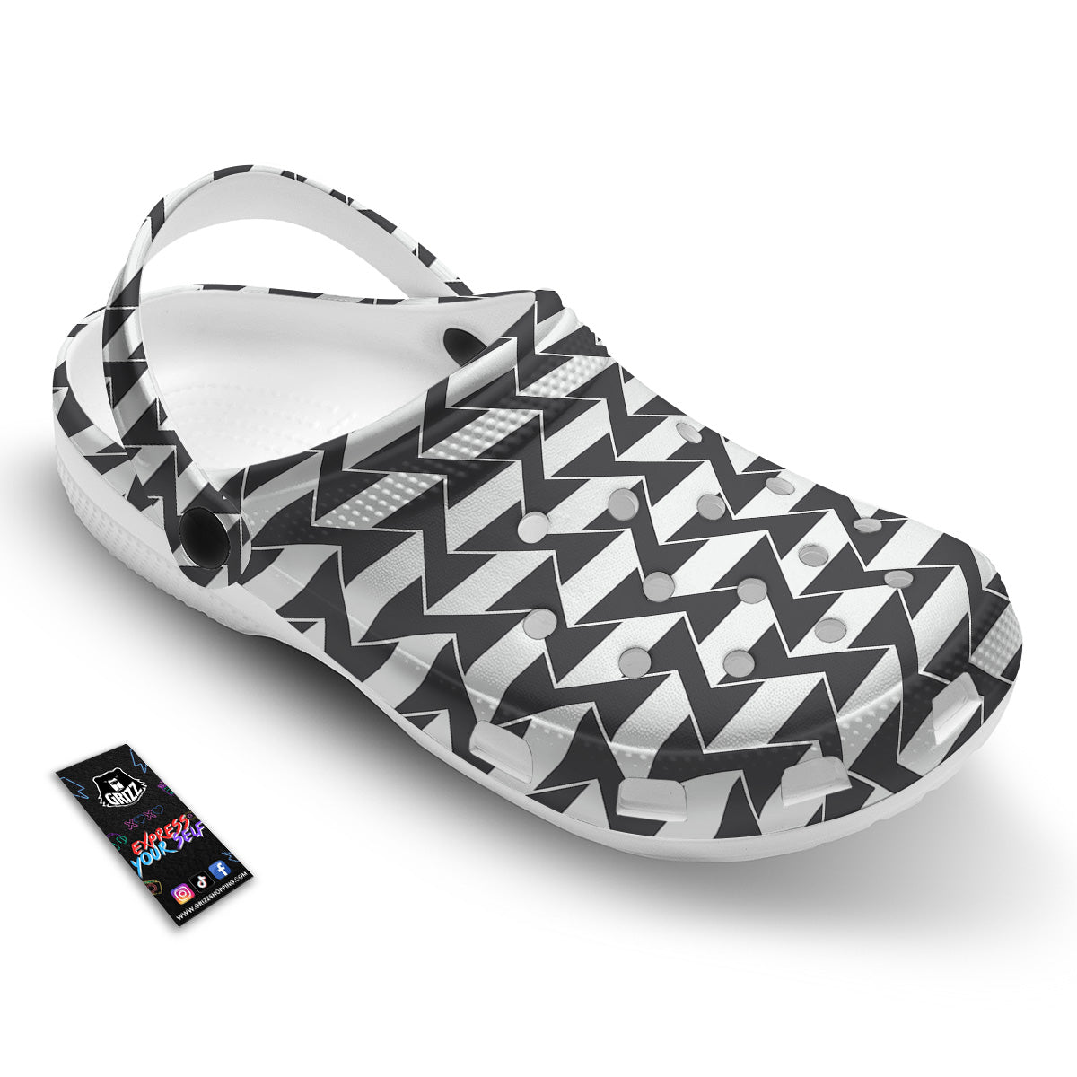 Abstract Heometric Zigzag Print Pattern Clog-grizzshop