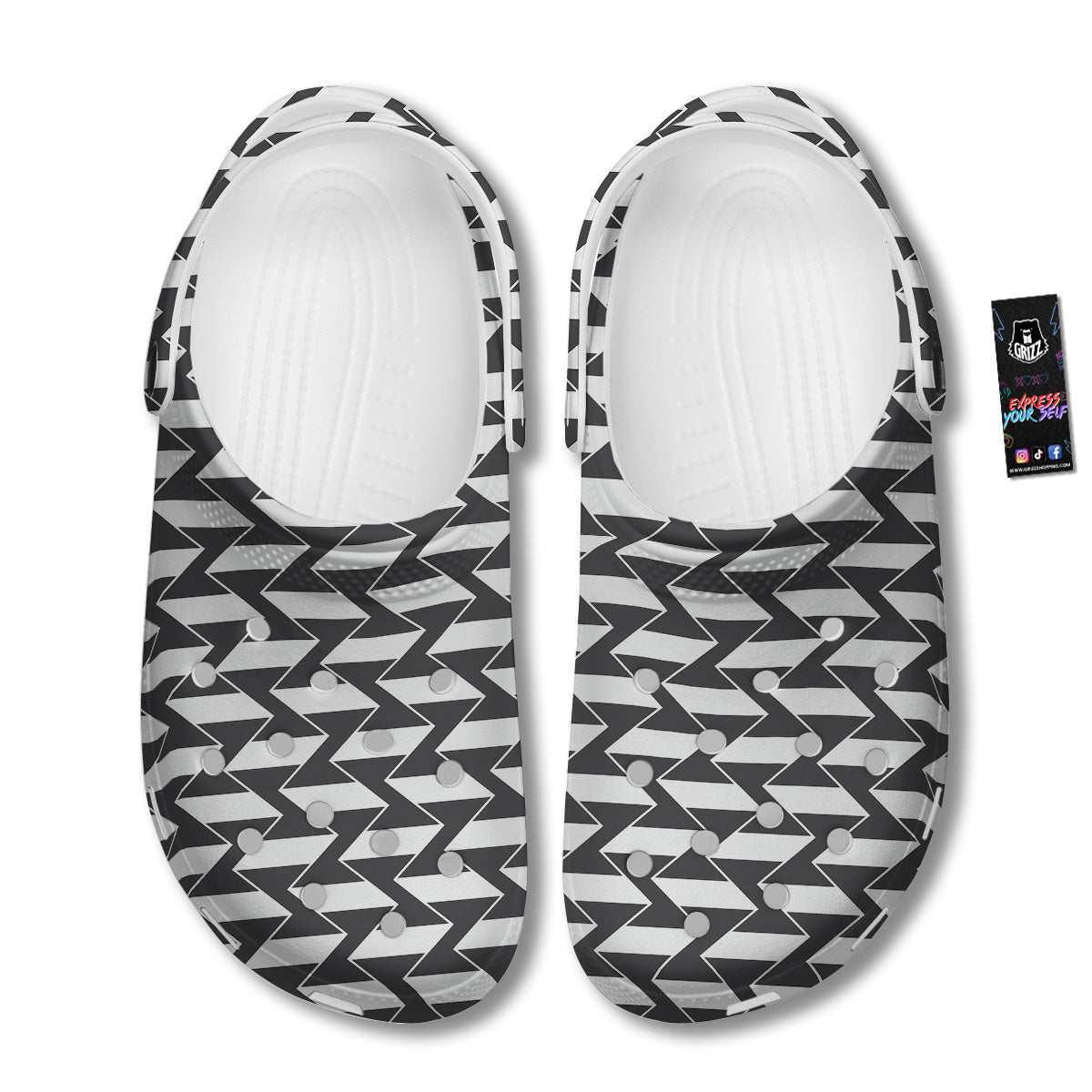 Abstract Heometric Zigzag Print Pattern Clog-grizzshop