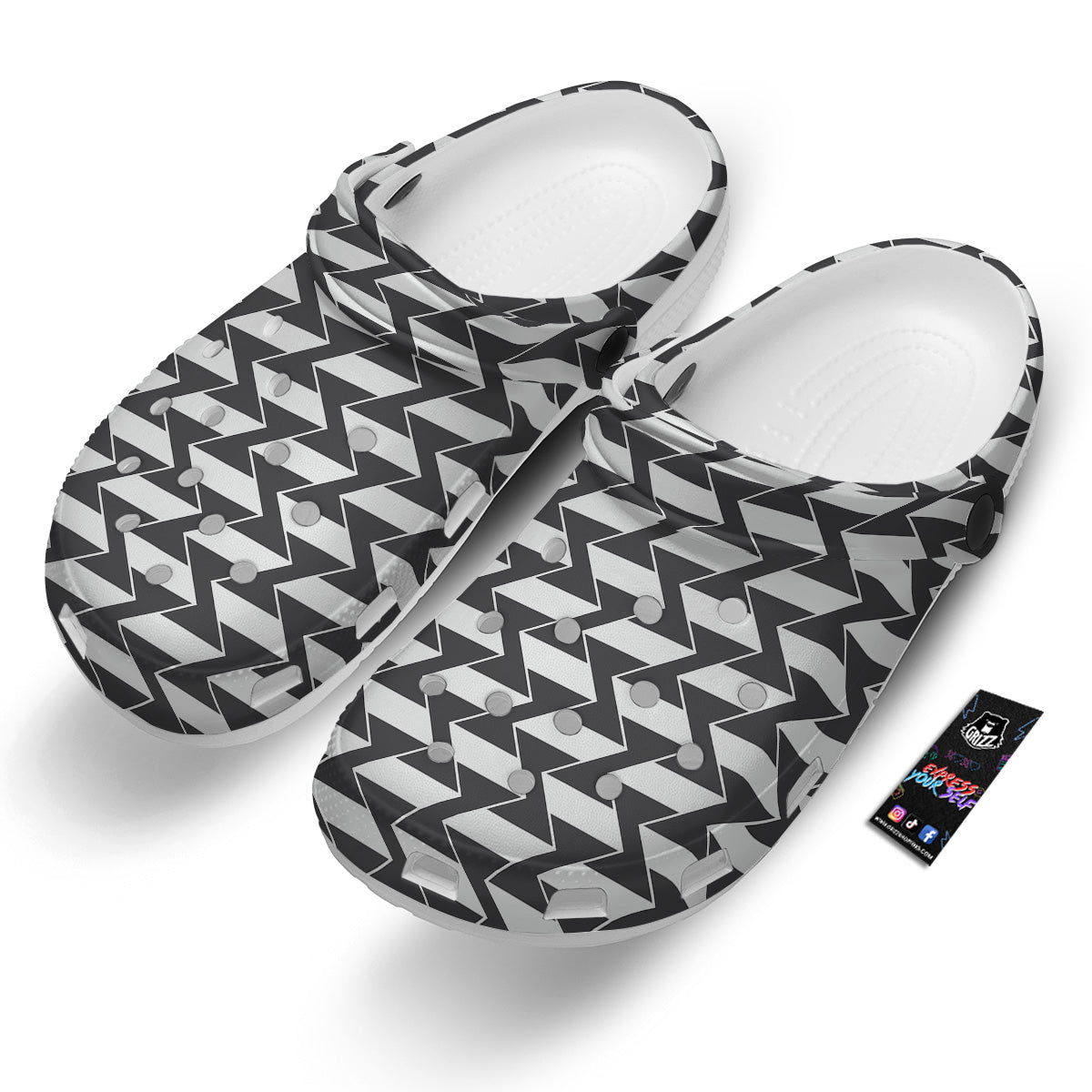 Abstract Heometric Zigzag Print Pattern Clog-grizzshop