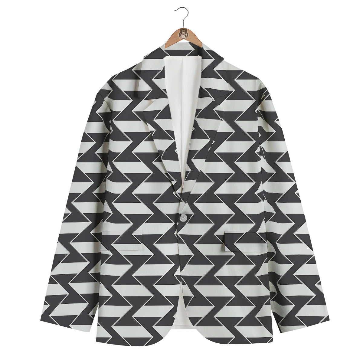 Abstract Heometric Zigzag Print Pattern Men's Blazer-grizzshop
