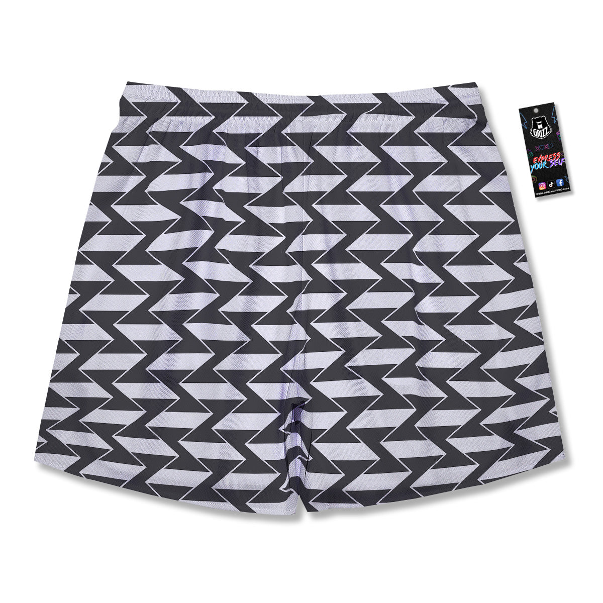 Abstract Heometric Zigzag Print Pattern Men's Running Shorts-grizzshop