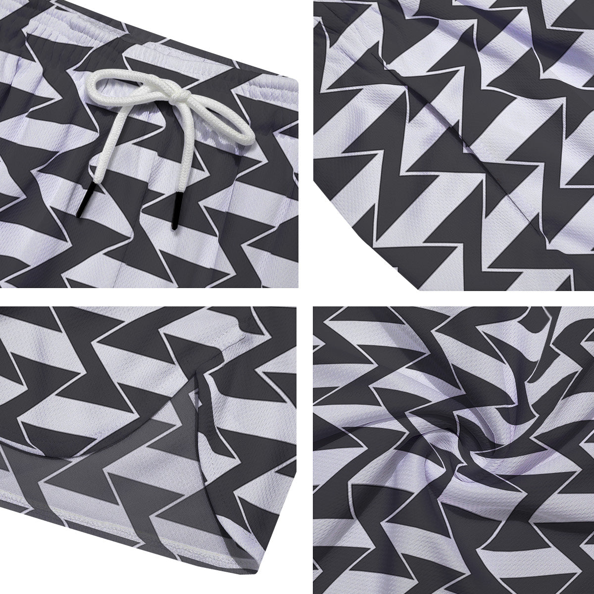 Abstract Heometric Zigzag Print Pattern Men's Running Shorts-grizzshop