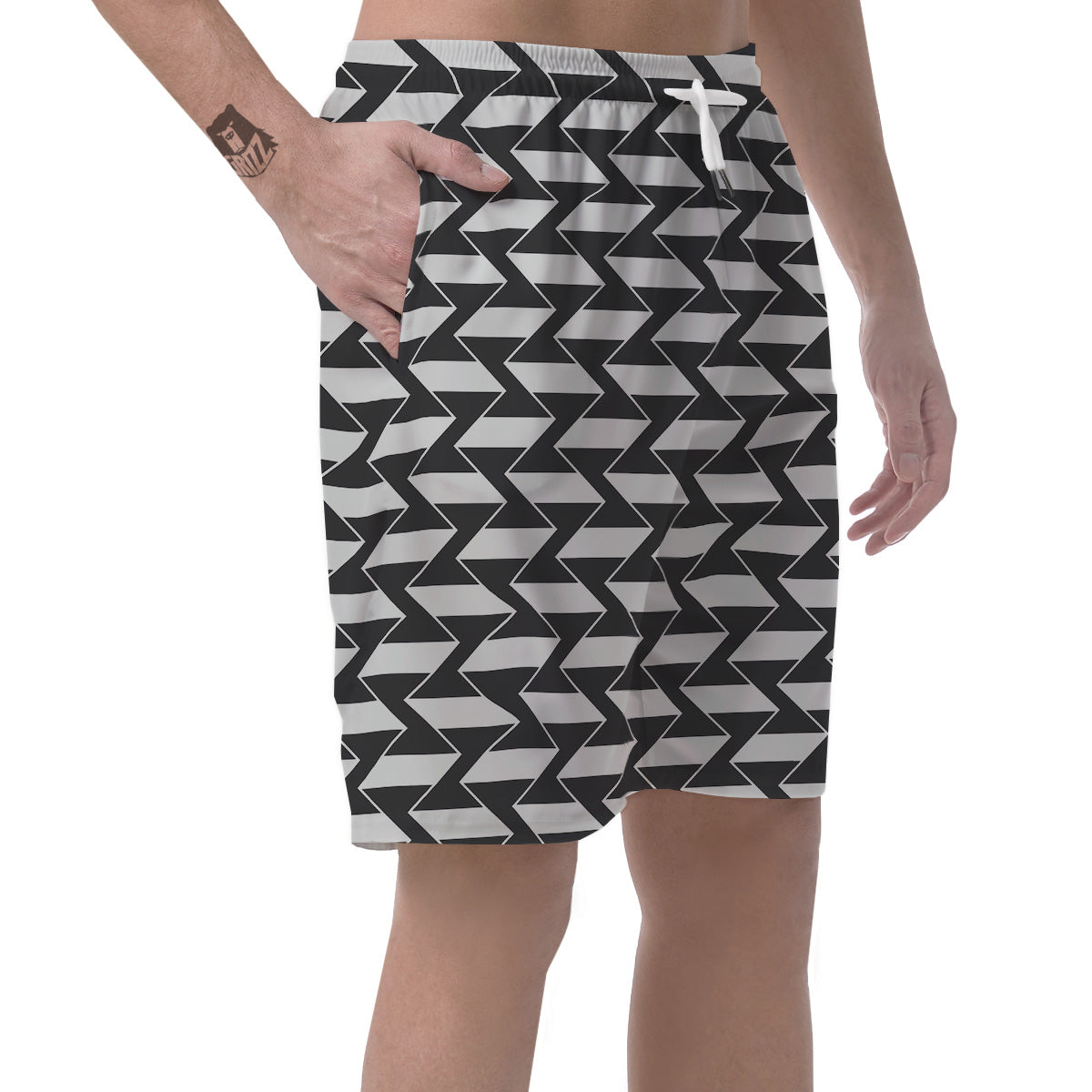 Abstract Heometric Zigzag Print Pattern Men's Shorts-grizzshop