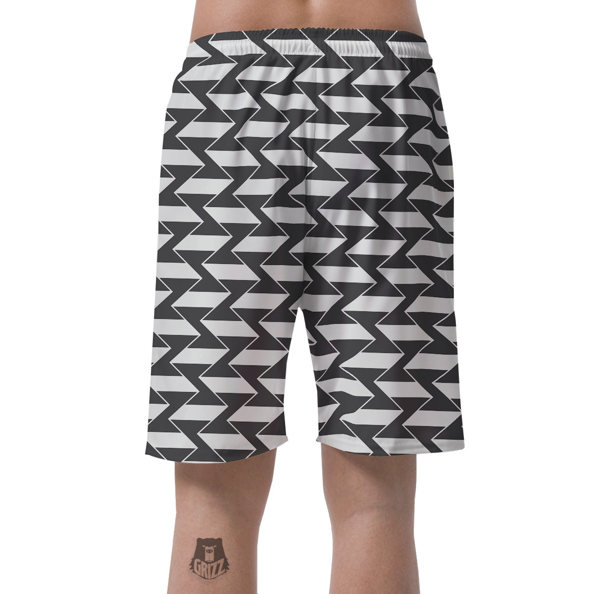 Abstract Heometric Zigzag Print Pattern Men's Shorts-grizzshop