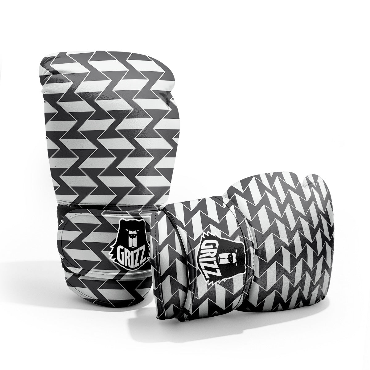 Abstract Heometric Zigzag Print Pattern Sparring Gloves-grizzshop