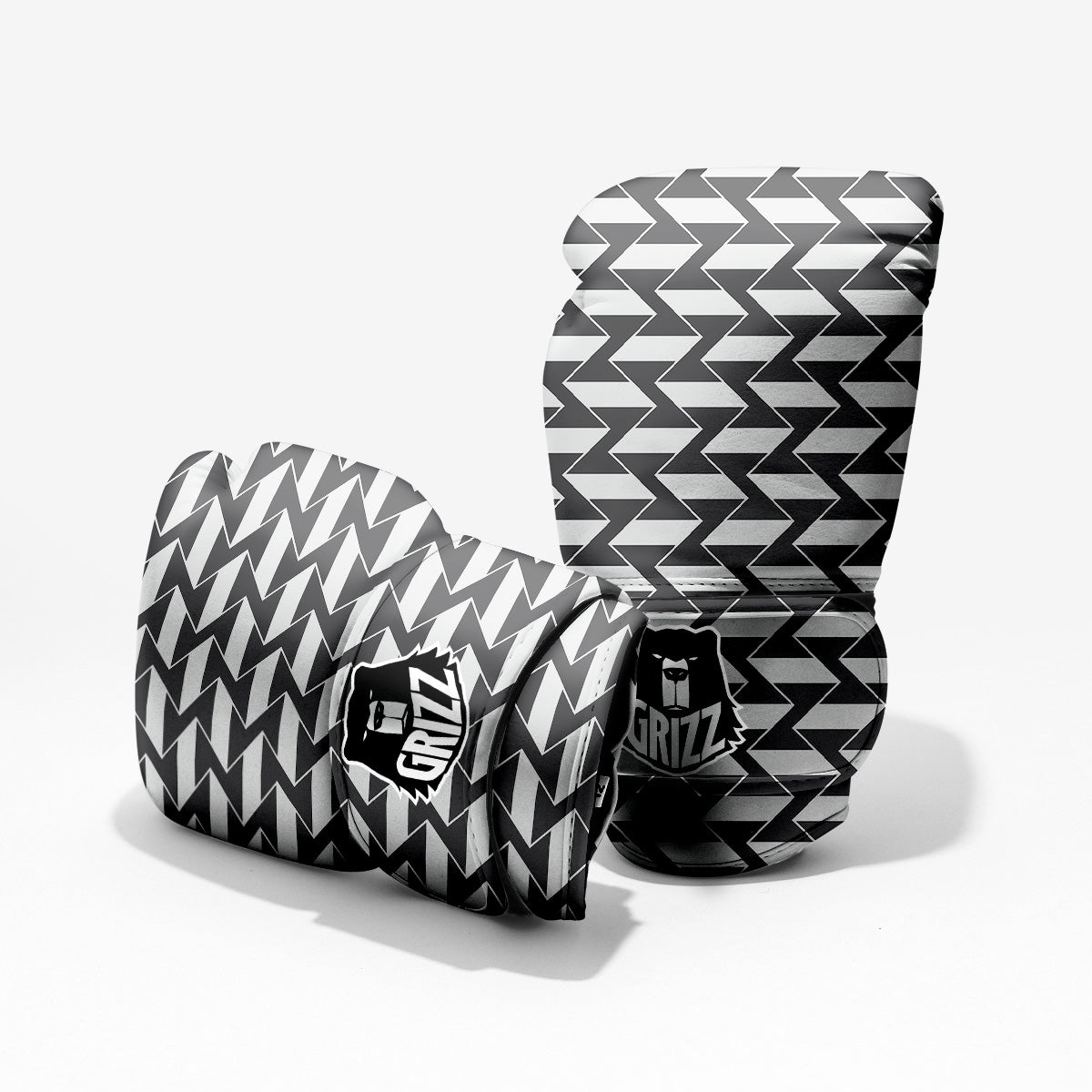 Abstract Heometric Zigzag Print Pattern Sparring Gloves-grizzshop