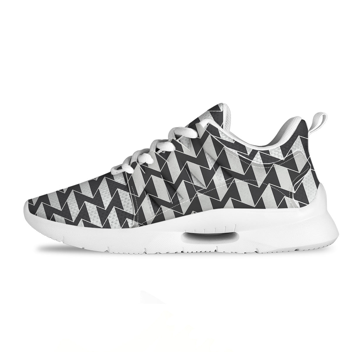 Abstract Heometric Zigzag Print Pattern Tennis Shoes-grizzshop