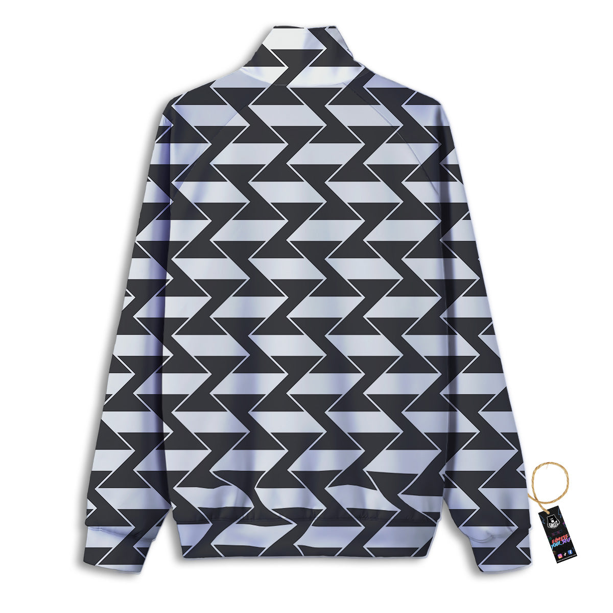 Abstract Heometric Zigzag Print Pattern Track Jacket-grizzshop