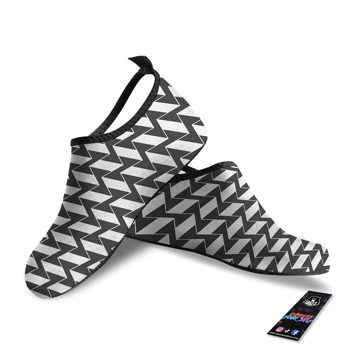 Abstract Heometric Zigzag Print Pattern Water Shoes-grizzshop