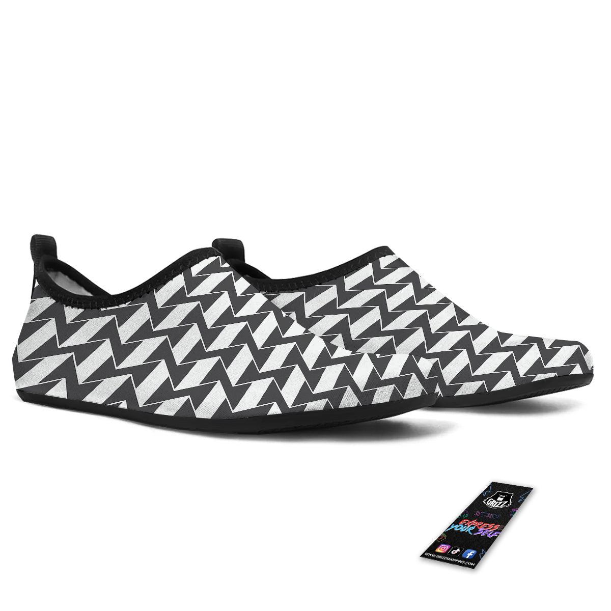 Abstract Heometric Zigzag Print Pattern Water Shoes-grizzshop