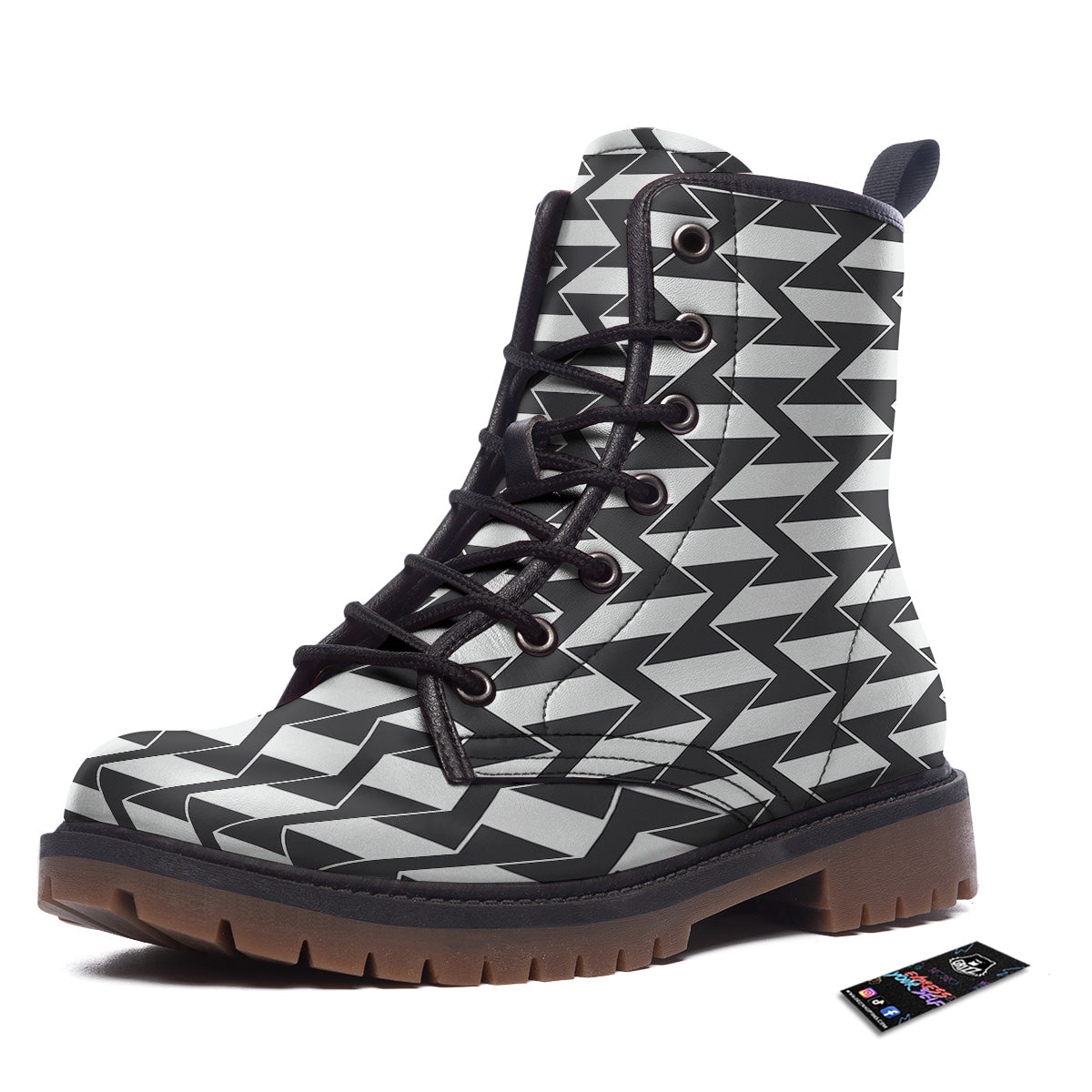 Abstract Heometric Zigzag Print Pattern Work Boots-grizzshop