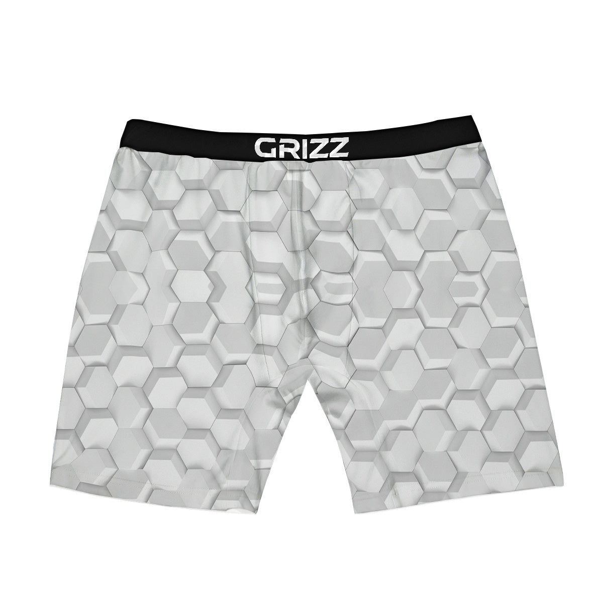 Abstract Hexagonal White 3D Print Pattern Boxer Briefs-grizzshop