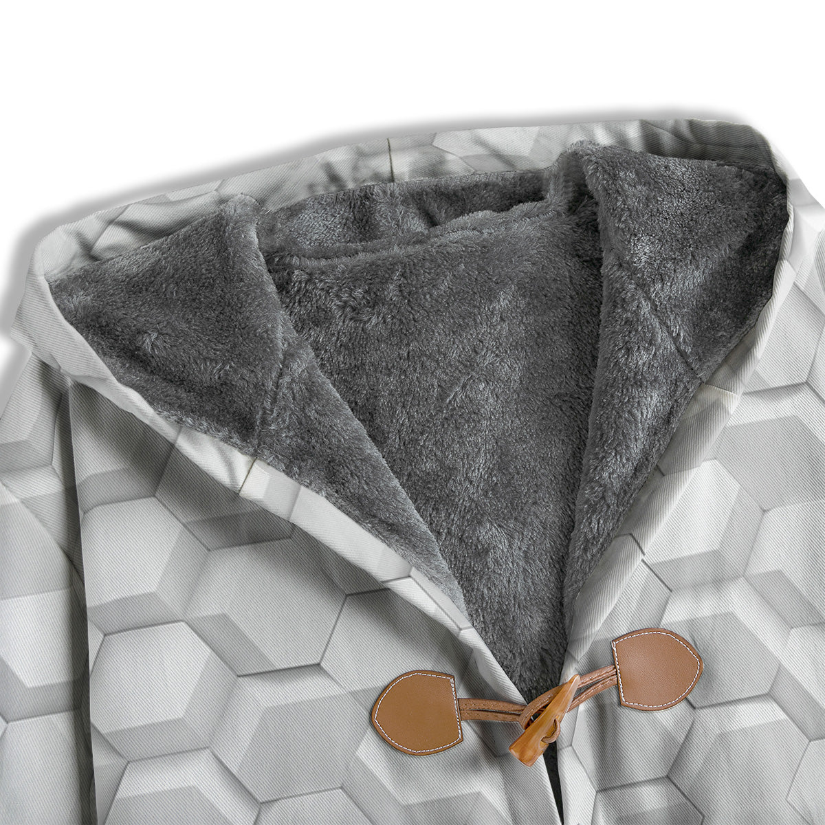 Abstract Hexagonal White 3D Print Pattern Men's Windbreaker Jacket-grizzshop
