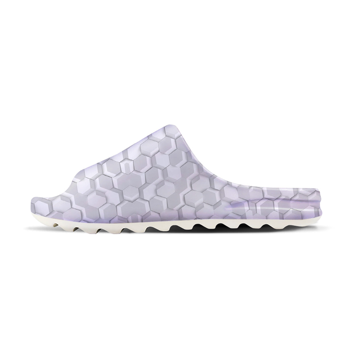 Abstract Hexagonal White 3D Print Pattern Sandals-grizzshop