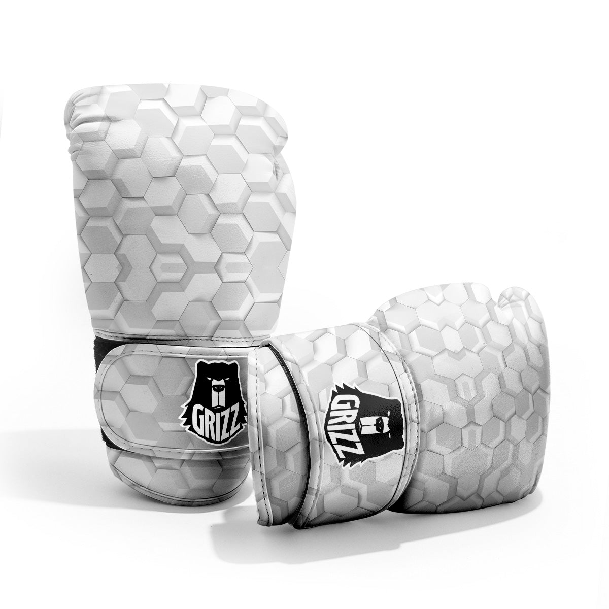 Abstract Hexagonal White 3D Print Pattern Sparring Gloves-grizzshop